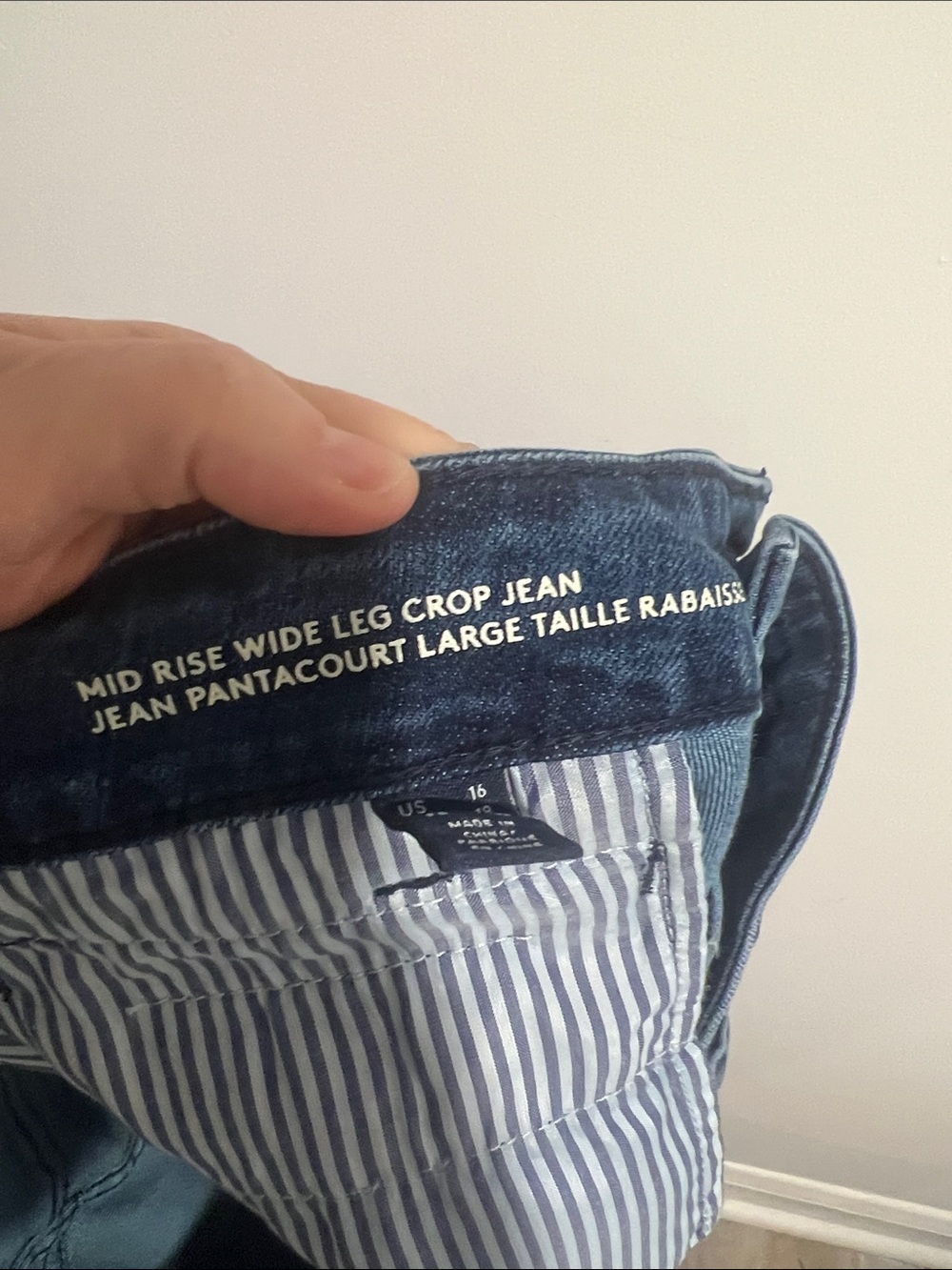 Lands' End Dark Blue Wide Leg Cropped Jeans Size 16 - Picture 6 of 6